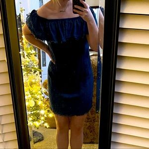 Super versatile, off the shoulder soft denim dress